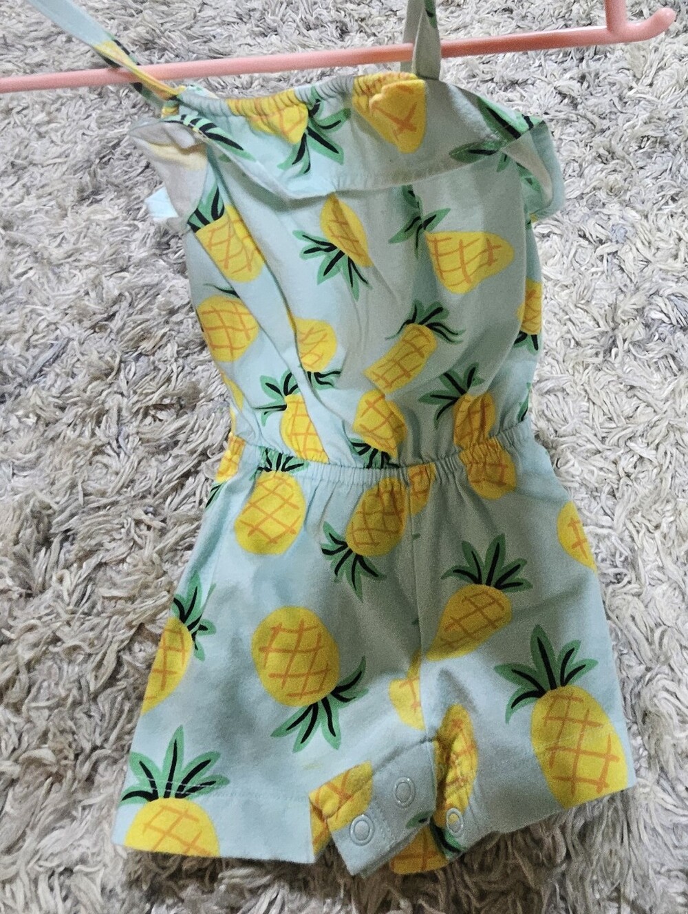 2-20$ Pineapple Print Romper - Yellow Pineapples on Light Blue